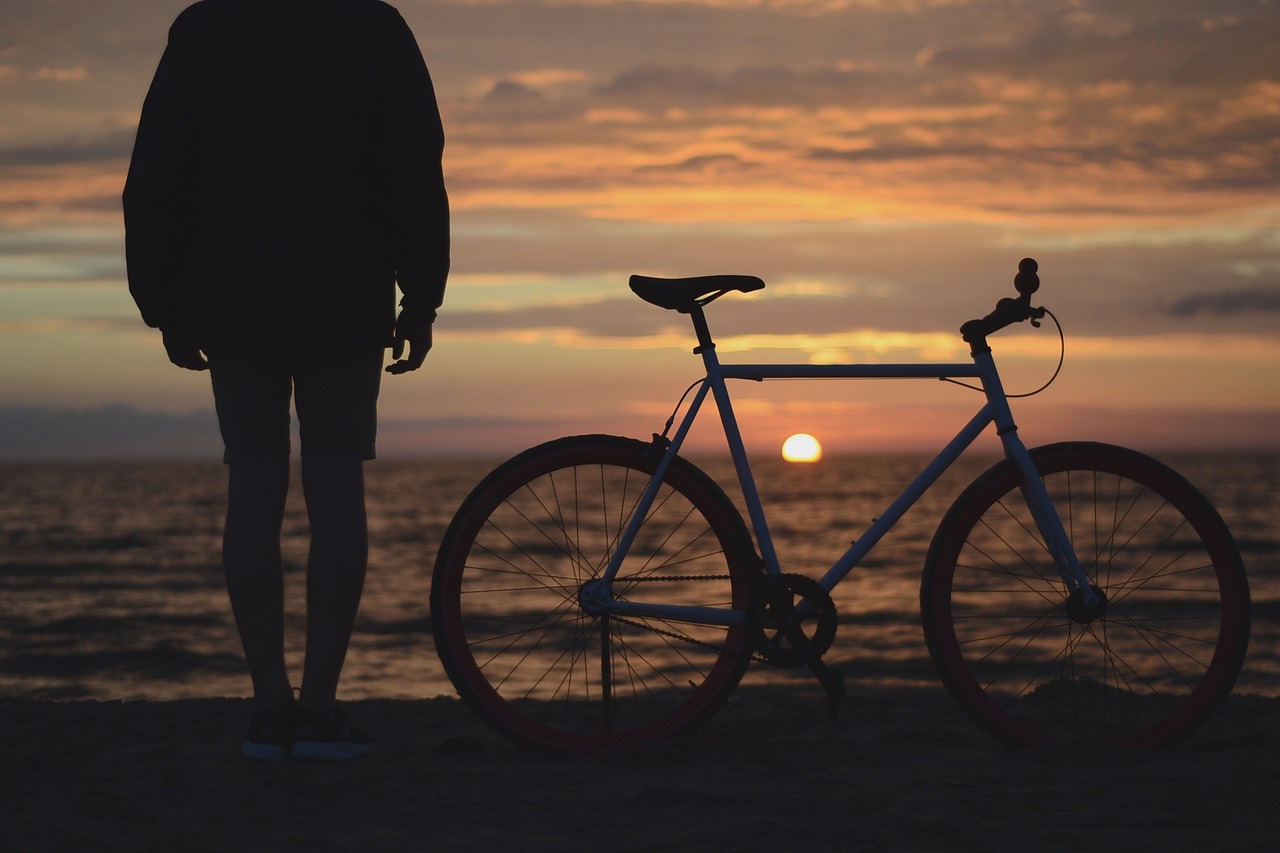 beach, bicycle, bike